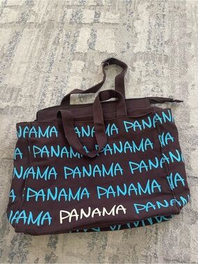 Panama Print Brown Canvas Tote Bag